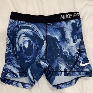 Nike Pro Size Medium Spanks: Blue Swirly Spanks